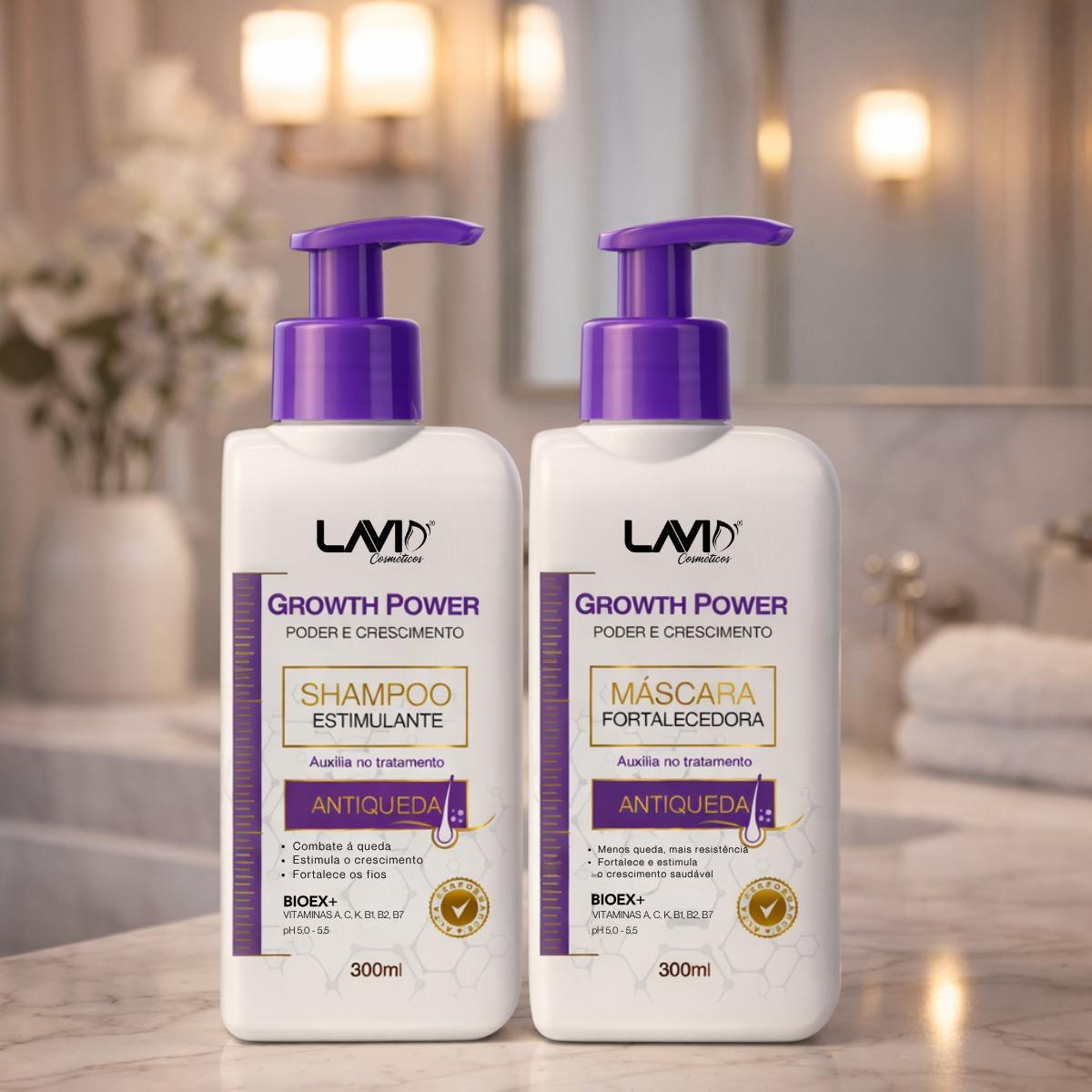 Combo Growth Power | Tônico + Vitamina + Shampoo + Máscara
