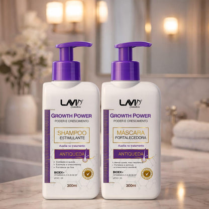Combo Growth Power | Tônico + Vitamina + Shampoo + Máscara
